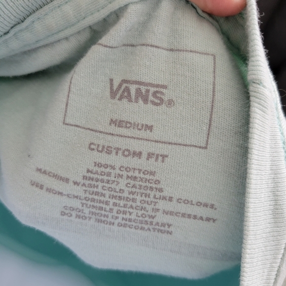 Vans Kids Unisex Medium Custom Fit Light Mint Short Sleeve Shirt Graphic Tee - Picture 6 of 6